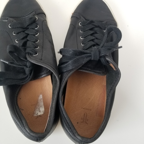 Frye Black Leather Mindy Low Lace Sneakers Size 7 - Picture 4 of 13